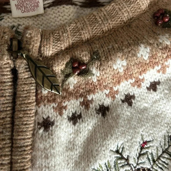 Carrol reed wool blend full zip  cardigan sweater - Picture 3 of 6